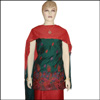 Bottle Green with Contrast Red Color Dress Material - N11 - Click here to View more details about this Product